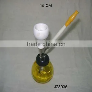 Yellow Coloured Glass Hookah With Metal and Ceramic Part in White thumbnail-1