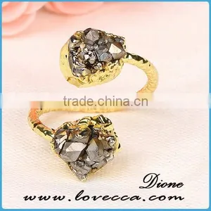Women Jewelry Shinning Nature Druzy Agate Cluster Rings thumbnail-3