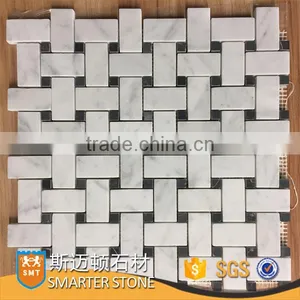 25x48mm Honed Finish White & Black Basketweave Tile for Home Decorations thumbnail-1