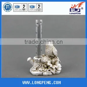 Polyresin Decorative Garden Decoration Bird on Branch Rain Gauge,Resin Brid Design Rainfall Records thumbnail-1