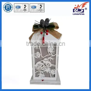 White Wood Led Lantern,wooden Lantern,antique Wood Candle Lanterns for Christmas Decorations thumbnail-1
