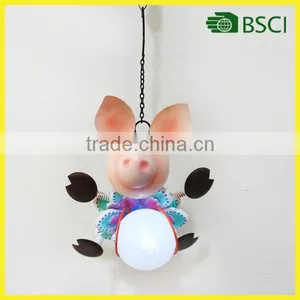 Solar Wall Light Metal Solar Garden Light Pig Statue thumbnail-1
