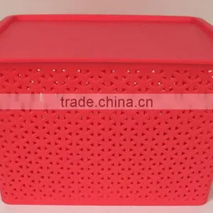 Medium Size Plastic Laundry Basket Storage Basket Clothing Bastet With Lid thumbnail-5