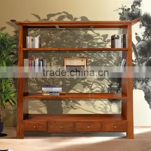 Bookcase Japan Natural Teak Wood Furniture thumbnail-1