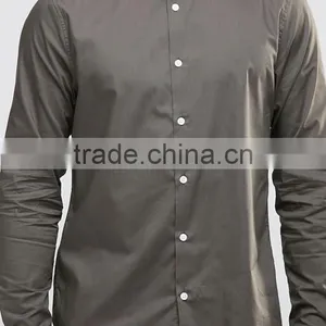 Custom Long Sleeve Spread Collar Mens Pre-Shrunk 55% Cotton 45% Polyester Breathable Comfort Fit Casual Grey Plain Shirts thumbnail-3