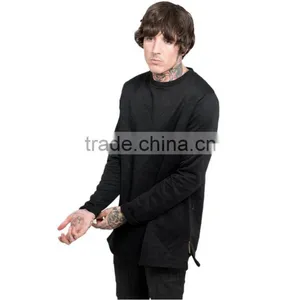 Comfortable Cotton Plain Sweatshirt Side Zipper Wholesale Crewneck Sweatshirt thumbnail-1