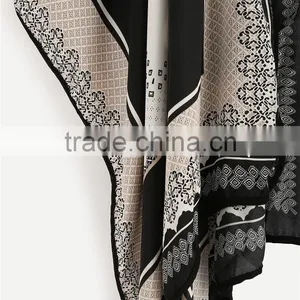 Custom Pattern Print Loose Black Tribal Print Kimono Open Front Capelet Ladies Beachwear Women thumbnail-3