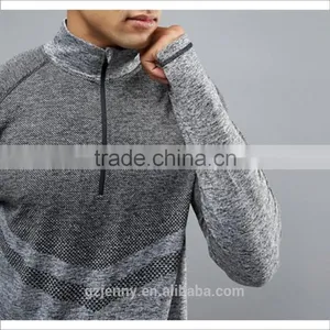 Wholesale Long Sleeve Seamless Gym Zip Top In Gray thumbnail-3