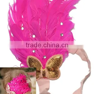 F40607A Fashion Elegant Hairbands Colorful Feathers Diamond Beautiful Girls Headband thumbnail-3