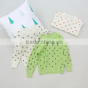 Dot Print Cotton Sweater for Girls Knit Comfortable Kids Sweater thumbnail-1