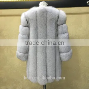 PC-255 European Style Top Selling Real Fox Fur Products Cheap Women Knee Length Winter Coat thumbnail-2