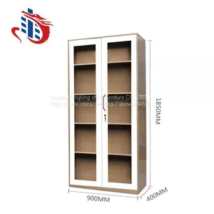 Steel Office Commercial Furniture 2 Swing Glass Door Filing Storage Cabinet thumbnail-2