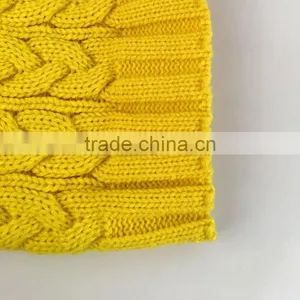Myfur New Color Yellow Adults Large Raccoon Fur Ball Winter Knit Hat thumbnail-5