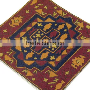Hand Embroidered Luxury Pillow India Decor Crewel Chain Stitch Cushion Case Sham thumbnail-2