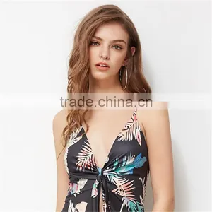 Black Floral Ladies Jumpsuit, 2017 Fashion Deep V-neck Long Romper thumbnail-6
