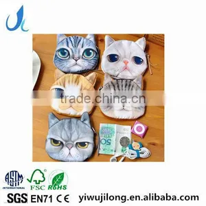 Hot Sale Plush Animal Cartoon 3D Cat / Dog Face Bag Coin Change Purse Case Wallet Change Pocket thumbnail-1