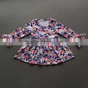 Wholesale Little Girls Frock Design Cotton Dress Long Icing Ruffle Sleeves Fall Clothes For Kids thumbnail-3