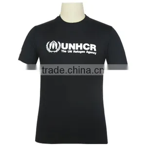 Silk Screen Printing Short Sleeve Black Scoop Neck T Shirt For Men thumbnail-2