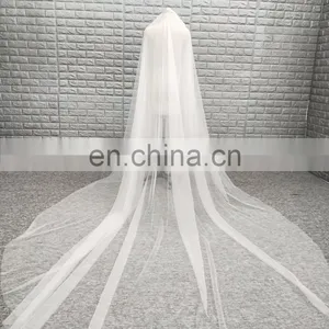 China Manufacture Wholesale Cheap Two Layers Soft Tulle Fabric Long Bridal Wedding Veil thumbnail-3
