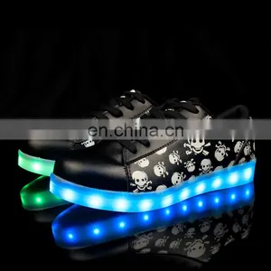 Wholesale Lace up Skull Led Light Shoes Skeleton Led Sneakers Casual 2017 thumbnail-4