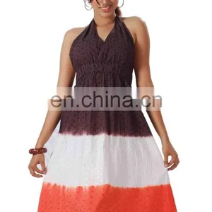 Cotton Hand Tie Dye Halter Dress thumbnail-1