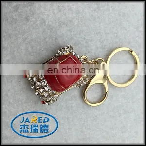 Custom Diamante Red Car Keychain Set Drill Gold Chain Keyring thumbnail-1