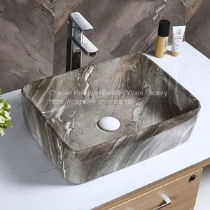 Plublic Place wc Basin Wash Face Basin in Bathroom Ceramic Material Colorful Round Fancy no Hole Tabletop Basin thumbnail-2