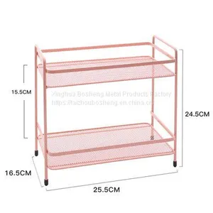 Nordic Fashion Wrought Iron Double Table Top Kitchen Shelf Bathroom Cosmetic Storage Rack thumbnail-4