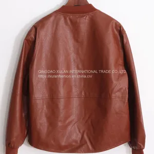 HOT SALE 2021 NEW FASHION LADIES FAUX ECO PU LEATHER LEISURE JACKET thumbnail-2