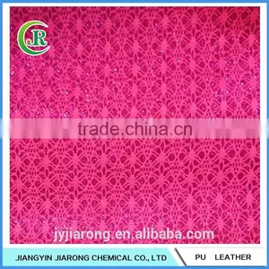 Low Price Spider Mesh Glitter PU Leather Fabric thumbnail-2