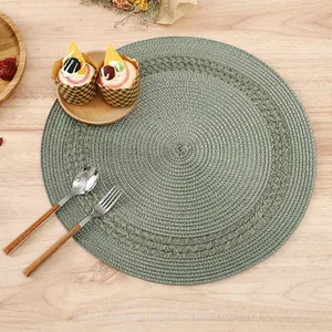 Wholesale 38 cm Gold Colored Round Woven Table Place Mat For Wedding Table Decoration thumbnail-2
