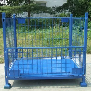 Foldable for Easy Storage Stackable Wire Mesh Containers Metal Cage Container for Warehouse thumbnail-3