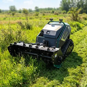 Tracked Agriculture Gasoline Powered Commercial Brushless DC Servo Motor Remote Controlled Electric Starter Flail Mower 2-Stroke thumbnail-1