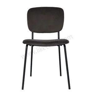 Luxury Modern Velvet Upholstered Dining Chair With Black Ripple Legs for Hotel Use thumbnail-1
