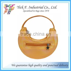 Lovely Moon Shape Orange Shiny PU Mini Handbag for Teen thumbnail-1