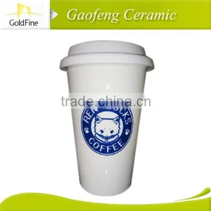 Doulbe Wall Ceramic Travel Mug With Silicone Lid and Silicone Sleeve thumbnail-6