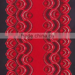 Red Embroidered Lace Trim thumbnail-1