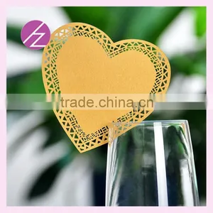 Custom Manufacturer Love Heart Shape Laser Cut Wedding Wine Glass Place Card JK-75 thumbnail-2