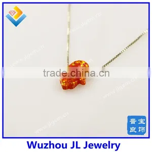 2015 New Arrived Synthetic Orange Opal Hand Opal Pendant S925 Silver Chain Necklace With Wholesale Price thumbnail-2
