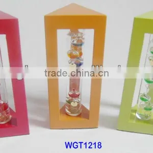 Multicolor Galileo Thermomter Triangle Wood Stand thumbnail-1
