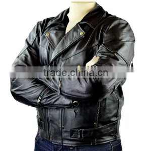 Golden Buttons Motorcycle Men Leather Custom Man Jackets thumbnail-3