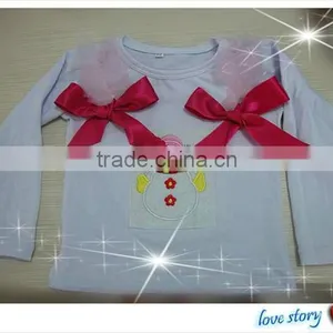 New Arrival ! New Style Children Soft Solid White Cotton Long Sleeve Top With Bow For Autumn thumbnail-1
