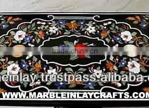 Natural Black Marble Inlay Table Top thumbnail-1