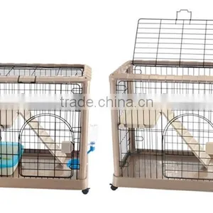 Luxury 3-floor Wire Plastic Cat Cage thumbnail-3