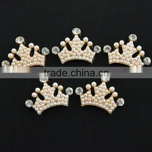 Lovely Pearl Crown Embellishment Flat Back,DIY Rhinestone Brooch Accessories thumbnail-1