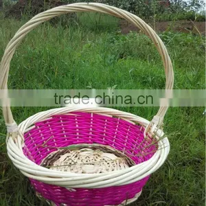 New Gifts Arts Wholesale Cheap Handmade Custom Cheap Fancy Wicker Basket for Gift With Sawing Handle Fruit Baskets thumbnail-2