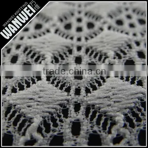 Diamond and Dots Crochet Resilient Hollow Yarn Fabric Print Customed Color Nylon Spandex Lace Fabric for Dress and Skirts 5021 thumbnail-3
