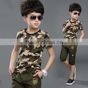 Boys Short Sleeve Cotton Handsome Camouflage Suit thumbnail-1