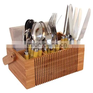 Factory Wholesale Bamboo Utensil Caddy, Flatware & Kitchen Utensils Holding Box Quality Choice thumbnail-1