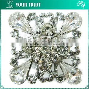 Vintage Crystal Rhinestone Silver Metal Nickel Free Shank Rhinestone Button thumbnail-2